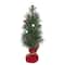 12" Green Pine Accent Tree with Glitter Berries in Red Velvet Base by Ashland®
